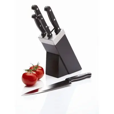 KC Набір ножів 5 одиниць із дерев'яною підставкою чорного кольору KitchenCraft