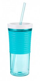 2095672 (1000-0327) Shake & Go Стакан с соломкой для напитков со льдом Autoclose tumbler (Голубой ок