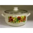 AR0225 Каструля Ardesto Meadov, скляна кришка, 2.5 л, айворі, емальована
