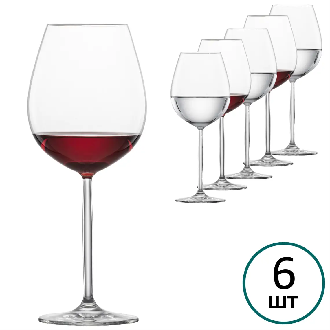 104096_6шт набір келихів для червоного вина, води 0,613 л 6шт Schott Zwiesel DIVA