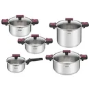 Набір посуду Tefal Cook&Clip, 10 предметів, нержавіюча сталь,бакеліт, скло G723SA74