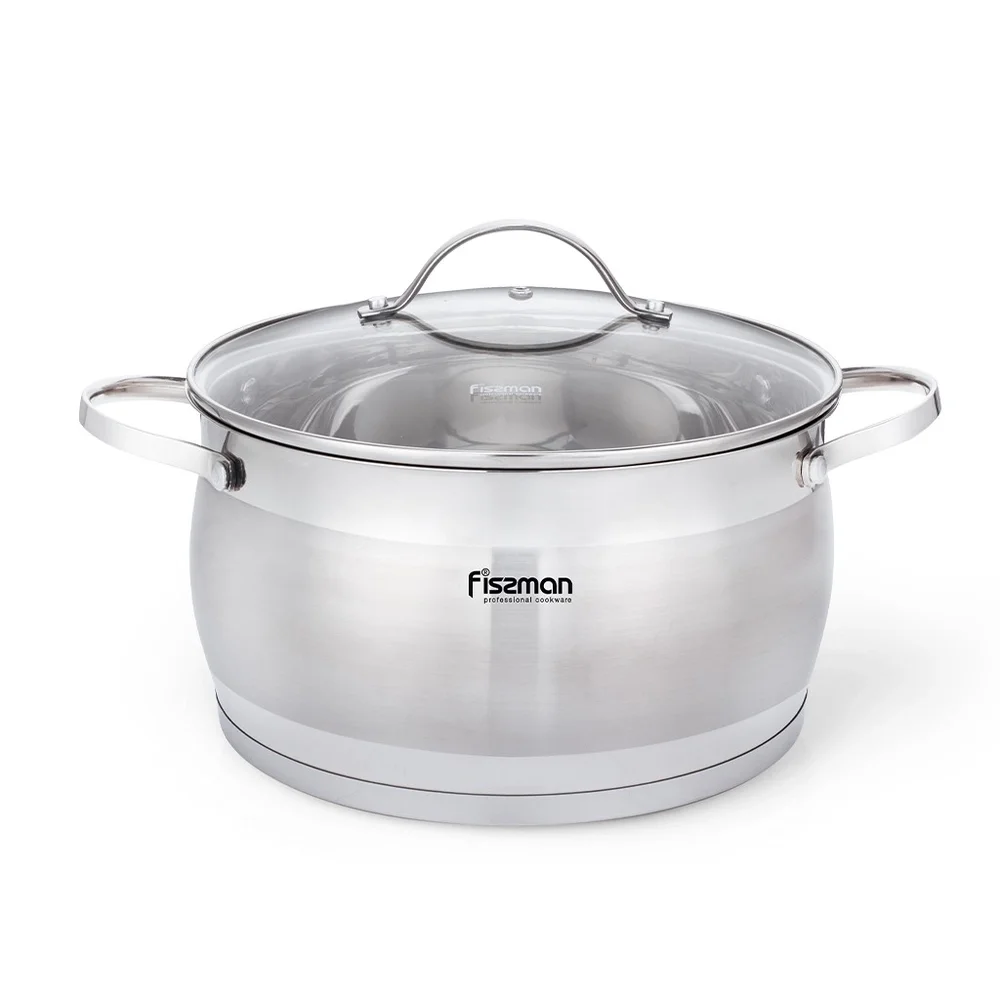 Каструля FABIANA 24x13,5 см / 6,1 л. зі скляною кришкою (нерж. сталь) 5359 Fissman