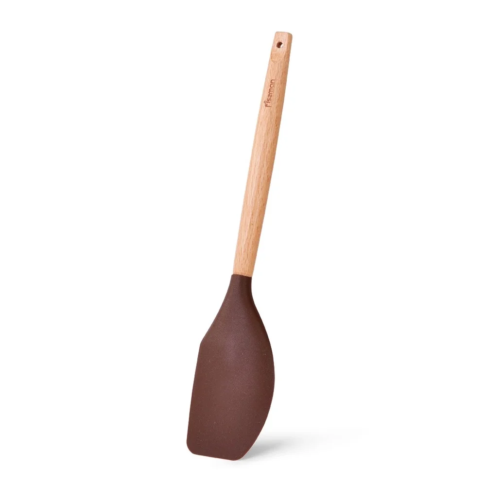 Лопатка CHEF’s TOOLS 31,5 см, колір ШОКОЛАДНИЙ (силікон з дерев`яно. ручко.) 1460 Fissman