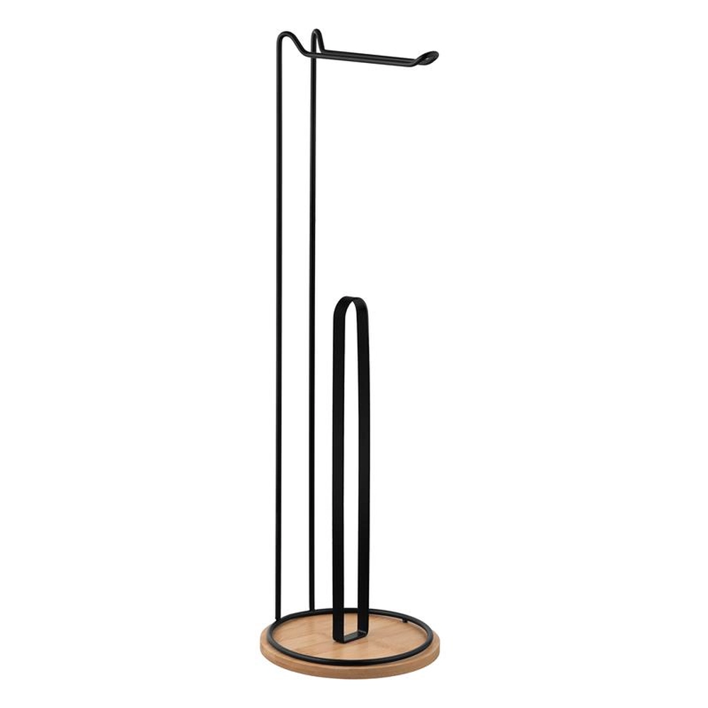 Тримач для туалетного паперу Ardesto Minimalism 16.5х16.5х55см, метал, бамбук, чорний ARHB3112BT Тримач для туалетного паперу Ardesto Minimalism 16.5х16.5х55см, метал, бамбук, чорний ARHB3112BT