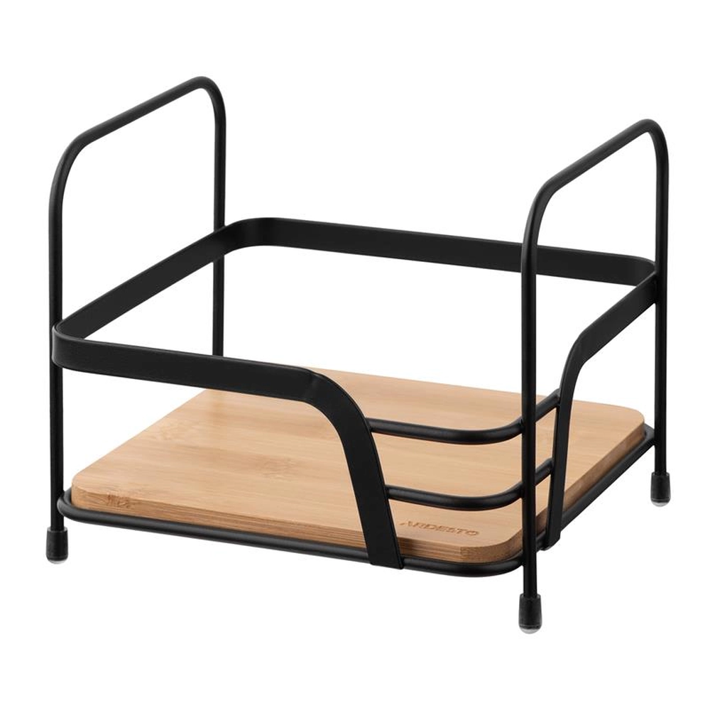 Полиця Ardesto Minimalism 1-ярусна 16х15.5х13.5см, метал, бамбук, чорний ARHK4501BB Полиця Ardesto Minimalism 1-ярусна 16х15.5х13.5см, метал, бамбук, чорний ARHK4501BB