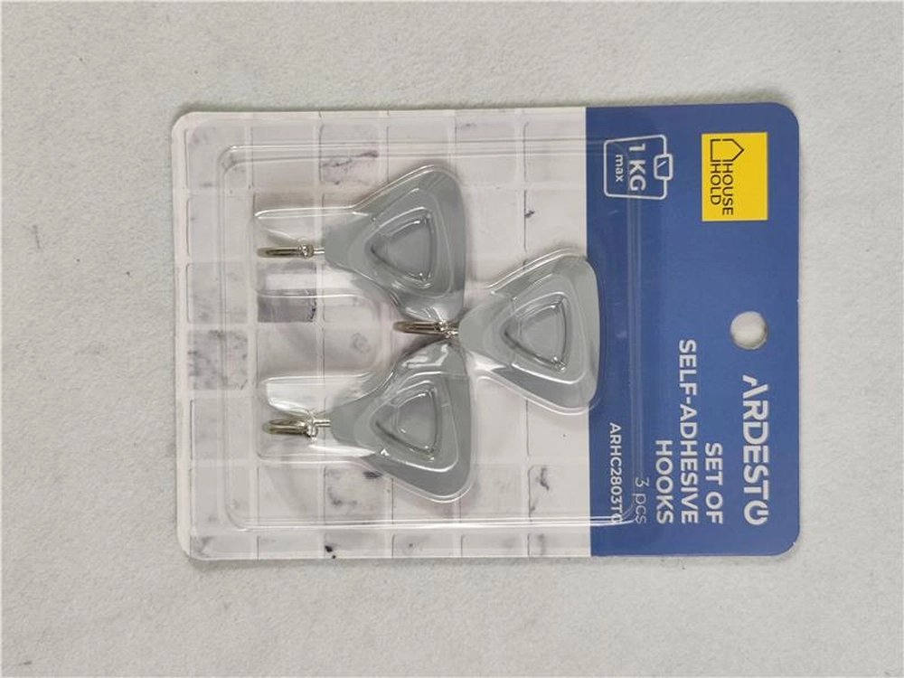 Набір гачків самоклеючих Ardesto Трикутничок 3шт, пластик, сірий ARHC2803TG Набір гачків самоклеючих Ardesto Трикутничок 3шт, пластик, сірий ARHC2803TG